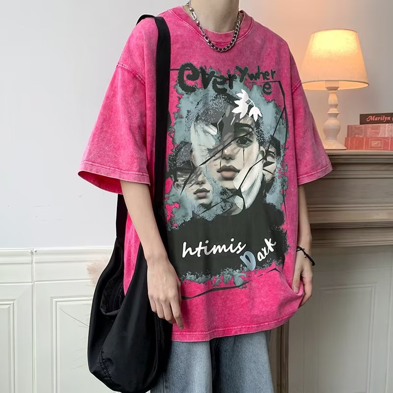 Vintage Distressed Print Washed T-Shirt