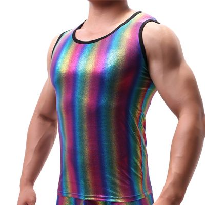 Men's Rainbow High Elastic Crew Neck Vest