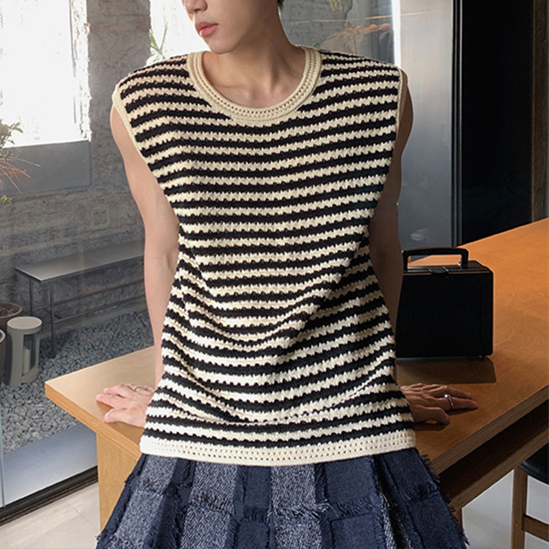 Japanese Casual Retro Striped Knitted Vest