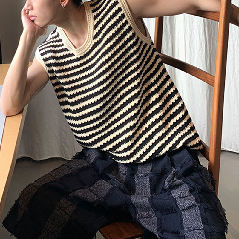 Japanese Casual Retro Striped Knitted Vest
