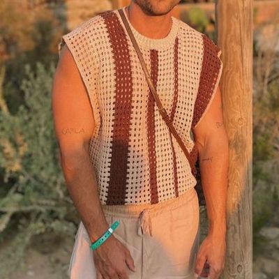 Striped Hollow Knitted Vest