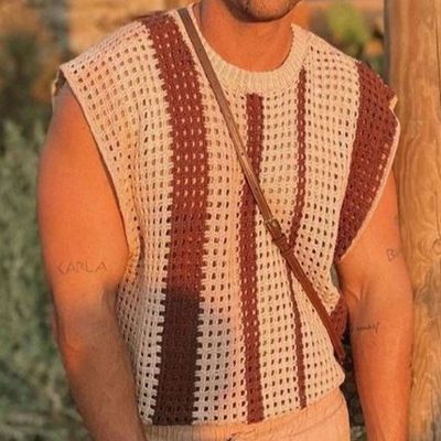 Striped Hollow Knitted Vest
