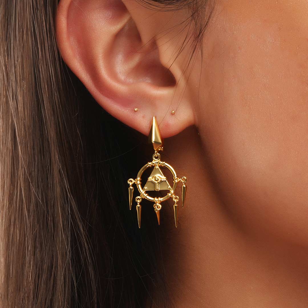 Women's Unique Eye of Horus Dangle Earrings in Gold