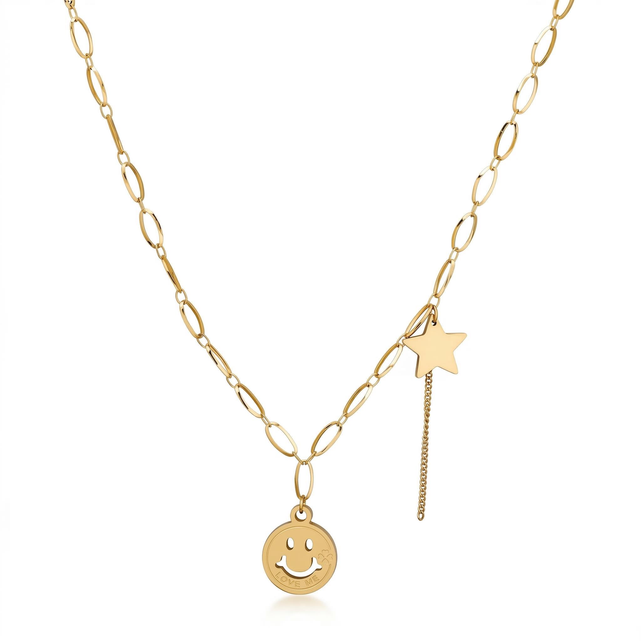 Women's Smile Face and Star Necklace Women's Smile Face and Star Necklace