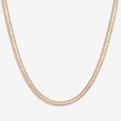 Iced Baguette Cut Tennis Chain Necklace in Gold