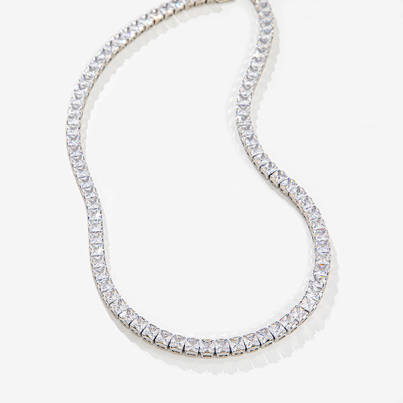 Iced 5mm Women Tennis Chain Necklace in White Gold