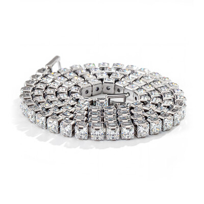 Iced 5mm Women Tennis Chain Necklace in White Gold