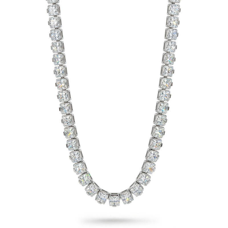 Iced 5mm Women Tennis Chain Necklace in White Gold Iced 5mm Women Tennis Chain Necklace in White Gold