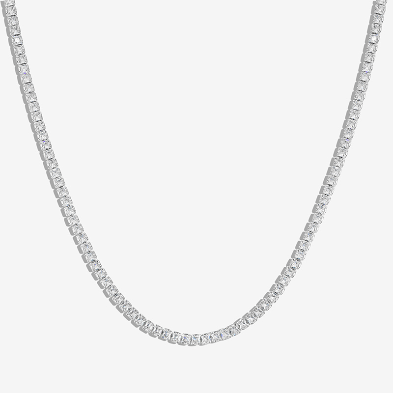 Iced 4mm Women Tennis Chain Necklace in White Gold