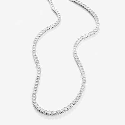 Iced 4mm Women Tennis Chain Necklace in White Gold