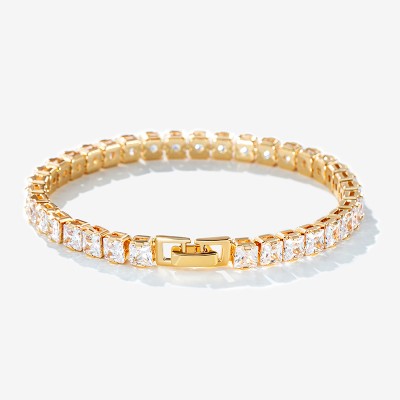 Iced 5mm Women Tennis Chain Bracelet in Gold