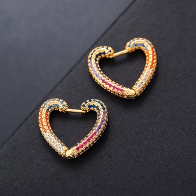 Micro Pave Colourful Heart Earrings