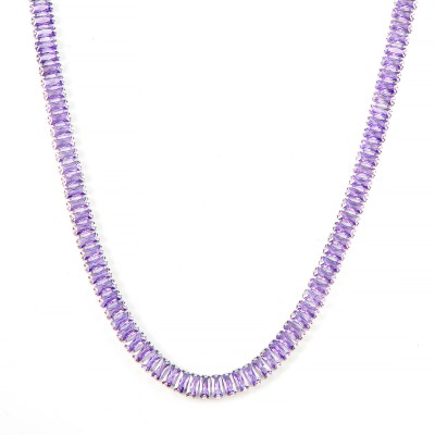 Iced Baguette Cut Purple Stones Women Tennis Chain