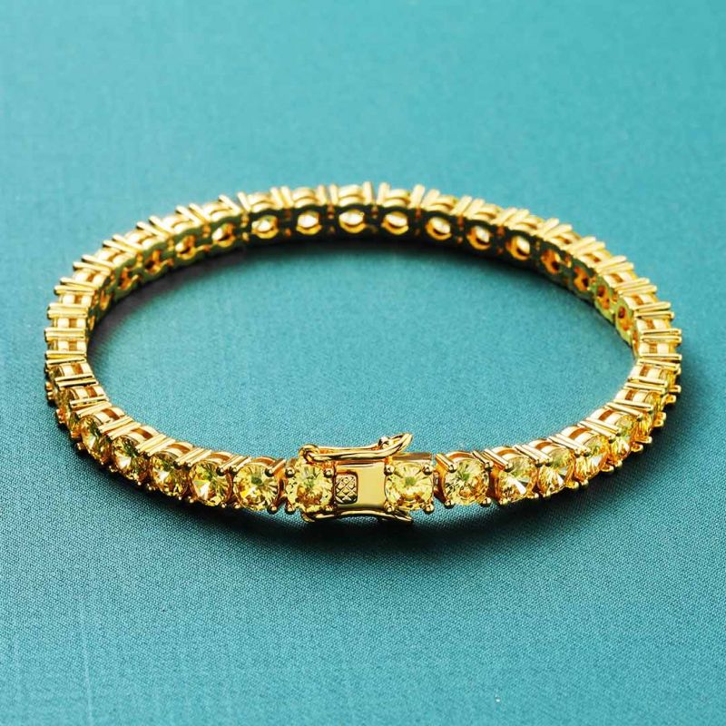 Women's 5mm Fancy Yellow Stones Tennis Bracelet in Gold