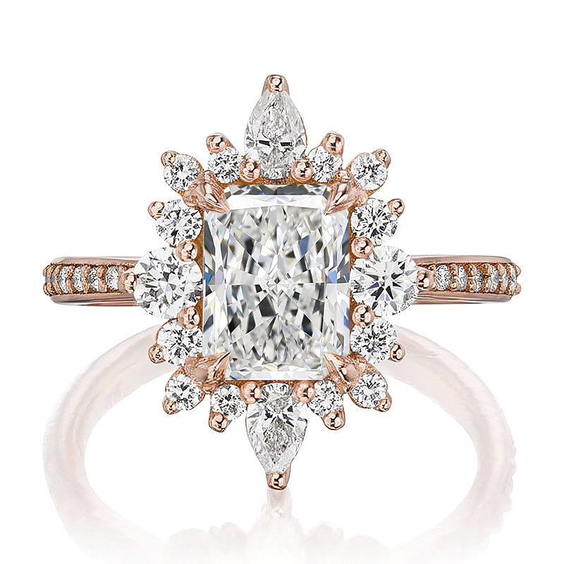 2.3CT Radiant & Round Cut VVS Moissanite S925 Silver Engagement Ring 2.3CT Radiant & Round Cut VVS Moissanite S925 Silver Engagement Ring