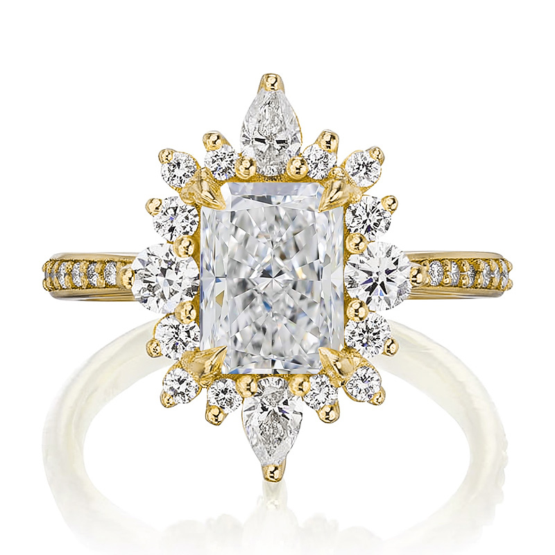 2.3CT Radiant & Round Cut VVS Moissanite S925 Silver Engagement Ring 2.3CT Radiant & Round Cut VVS Moissanite S925 Silver Engagement Ring