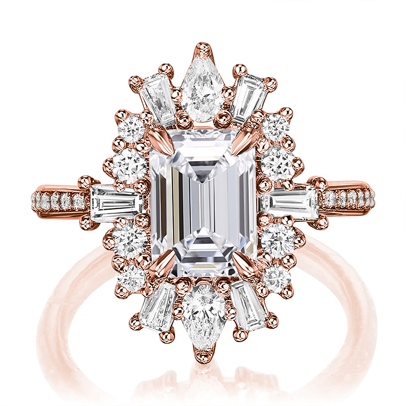 3.2CT Emerald & Round Cut VVS Moissanite S925 Silver Engagement Ring 3.2CT Emerald & Round Cut VVS Moissanite S925 Silver Engagement Ring