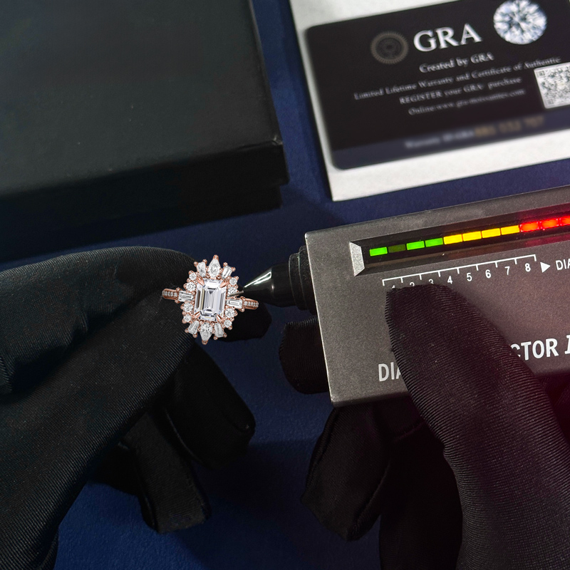 3.2CT Emerald & Round Cut VVS Moissanite S925 Silver Engagement Ring 3.2CT Emerald & Round Cut VVS Moissanite S925 Silver Engagement Ring