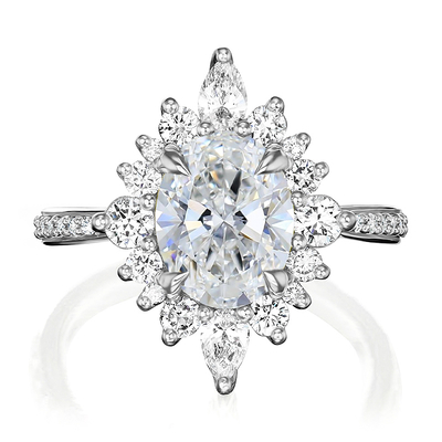 1.88CT Oval & Round Cut VVS Moissante S925 Silver Engagement Ring