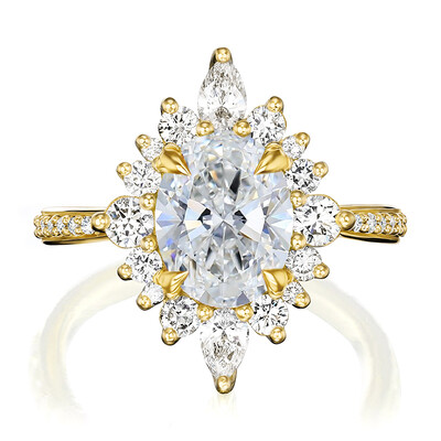 1.88CT Oval & Round Cut VVS Moissante S925 Silver Engagement Ring