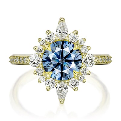 Blue Sapphire Brilliant Round Cut Engagement Ring
