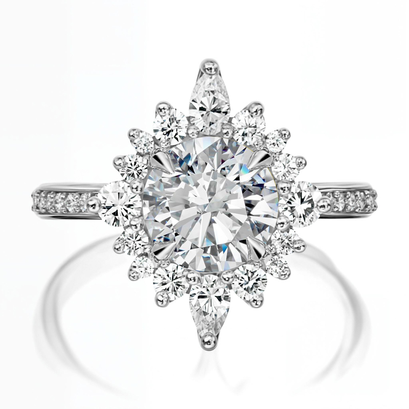 1.28CT Round Cut VVS Moissante S925 Silver Engagement Ring