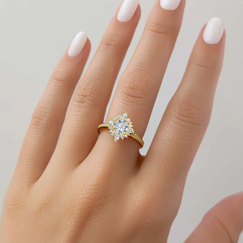 1.28CT Round Cut VVS Moissante S925 Silver Engagement Ring