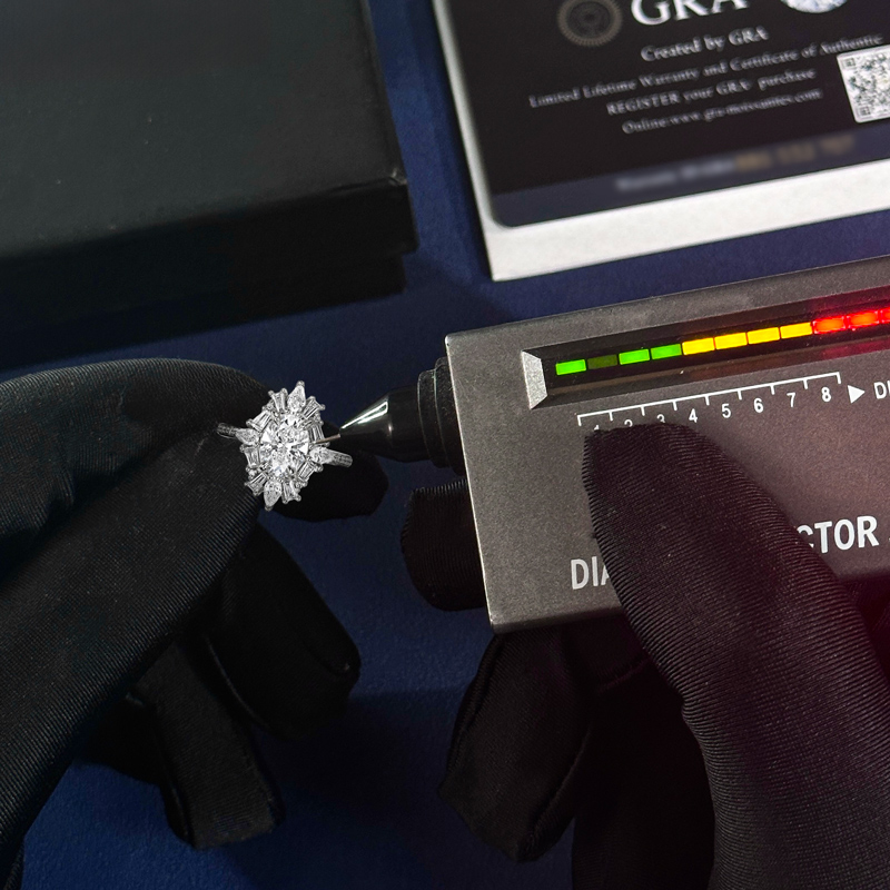 3.17CT Oval & Round Cut VVS Moissanite S925 Silver Engagement Ring