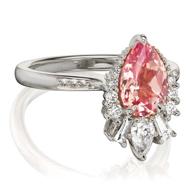 Pear Cut Pink Halo Engagement Ring