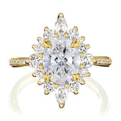 2.5CT Oval & Round Cut  VVS Moissante S925 Silver Engagement Ring