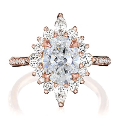 2.5CT Oval & Round Cut  VVS Moissante S925 Silver Engagement Ring