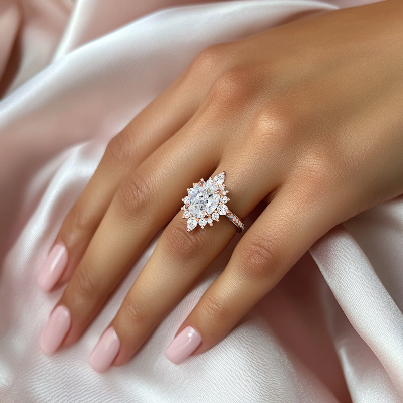 2.5CT Oval & Round Cut VVS Moissanite S925 Silver Engagement Ring 2.5CT Oval & Round Cut VVS Moissanite S925 Silver Engagement Ring