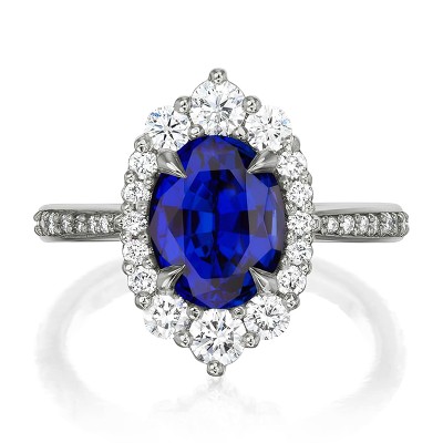 Sapphire Oval Cut  Engagement Ring in Sterling Silver
