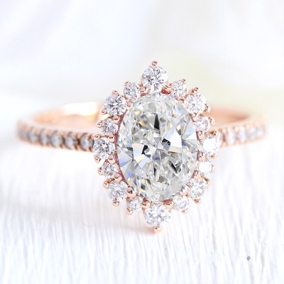 3.22CT Oval & Round Cut VVS Moissante S925 Silver Engagement Ring