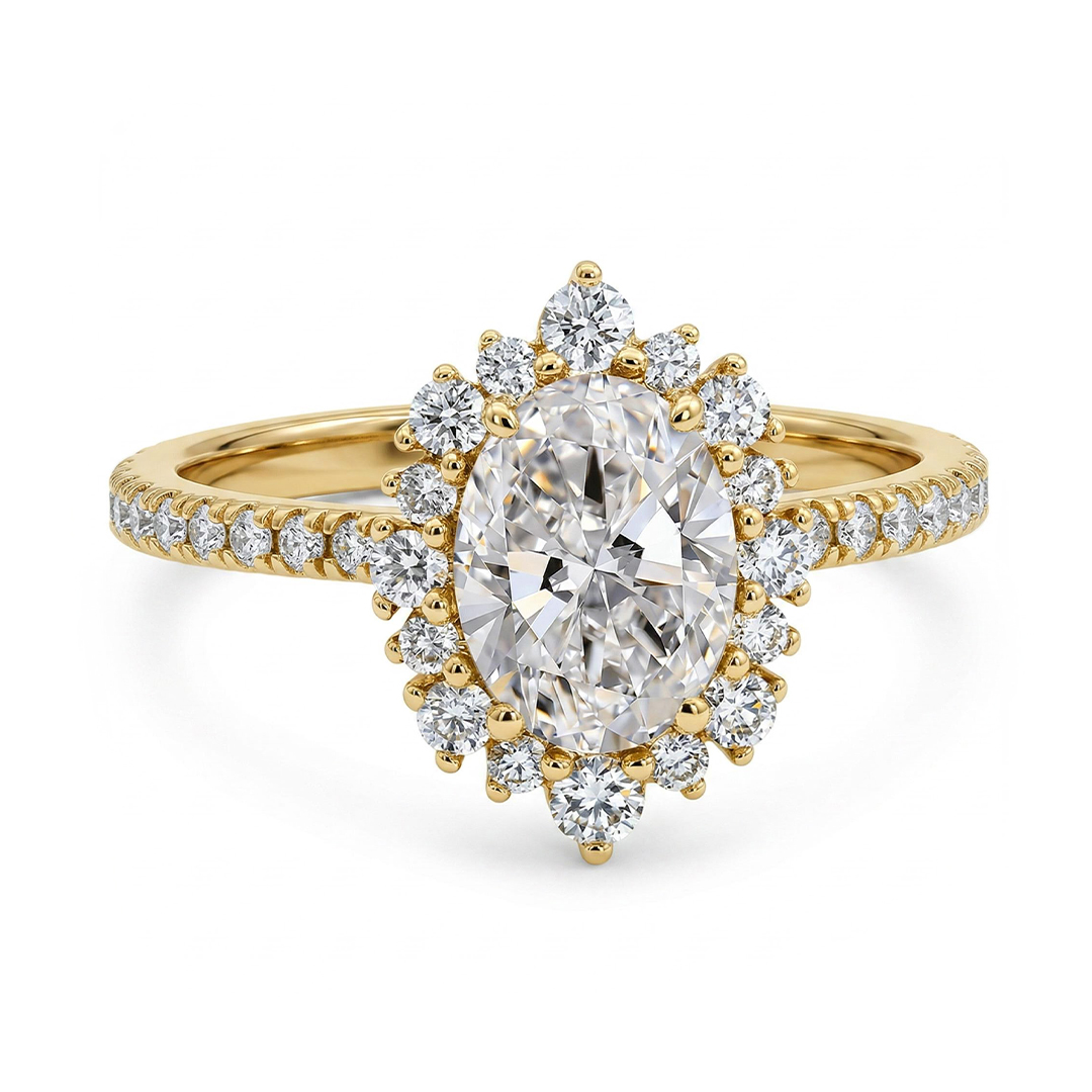 3.22CT Oval & Round Cut VVS Moissanite S925 Silver Engagement Ring