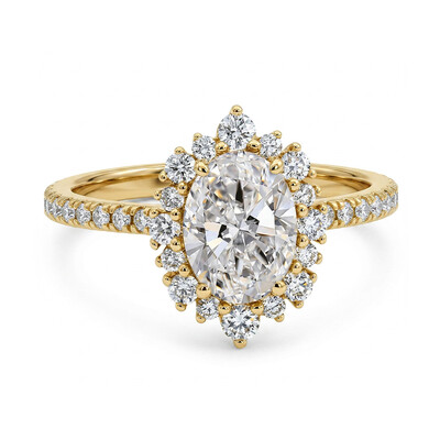 3.22CT Oval & Round Cut VVS Moissanite S925 Silver Engagement Ring