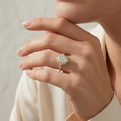 3.22CT Oval & Round Cut VVS Moissanite S925 Silver Engagement Ring