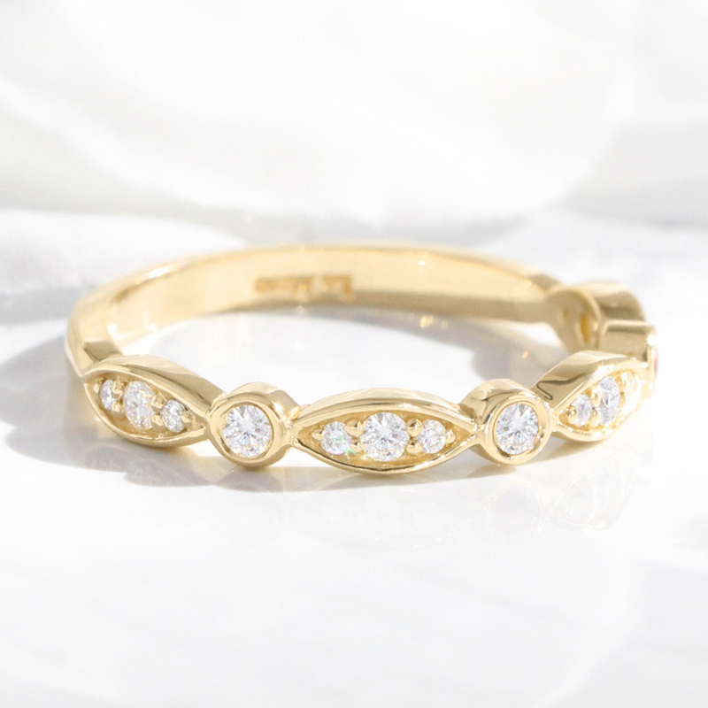 0.16CT Round Cut VVS Moissanite S925 Silver Wedding Band