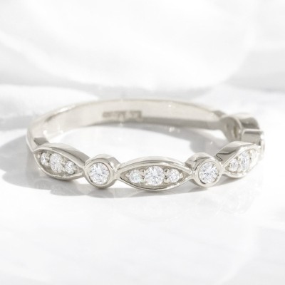 0.16CT Round Cut VVS Moissante S925 Silver Wedding Band