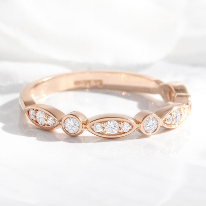 0.16CT Round Cut VVS Moissanite S925 Silver Wedding Band