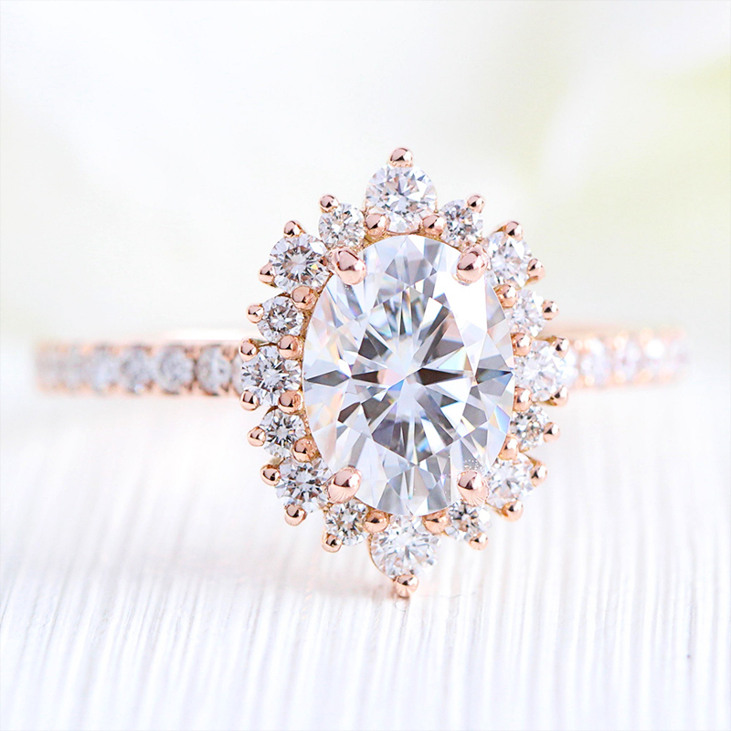 Tiara Halo Oval Cut Engagement Ring