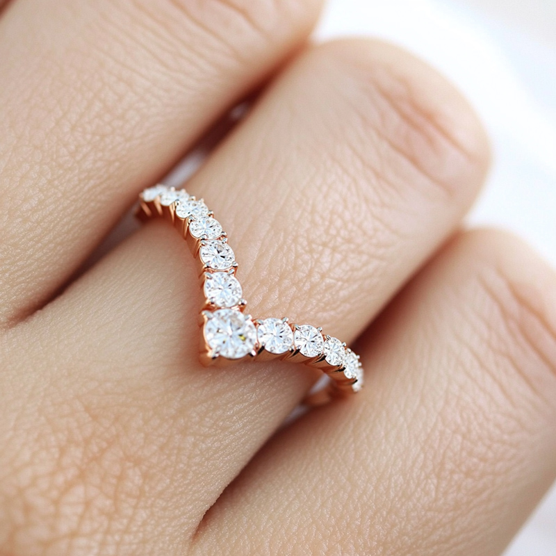 0.68CT Round Cut VVS Moissanite S925 Silver Wedding Band