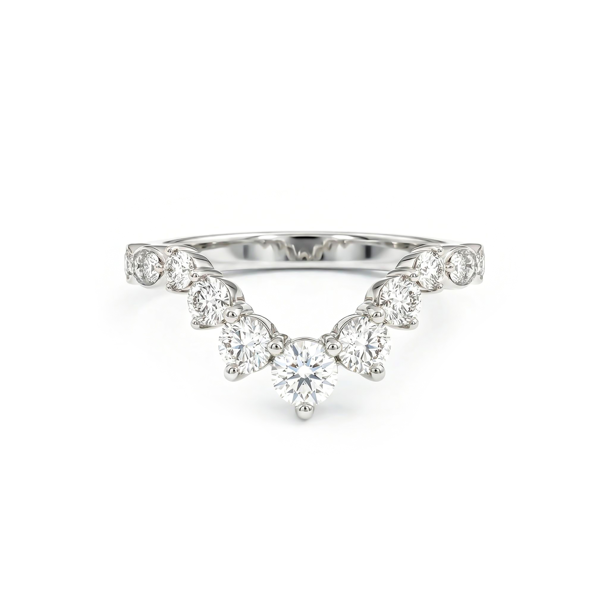 0.68CT Round Cut VVS Moissanite S925 Silver Wedding Band