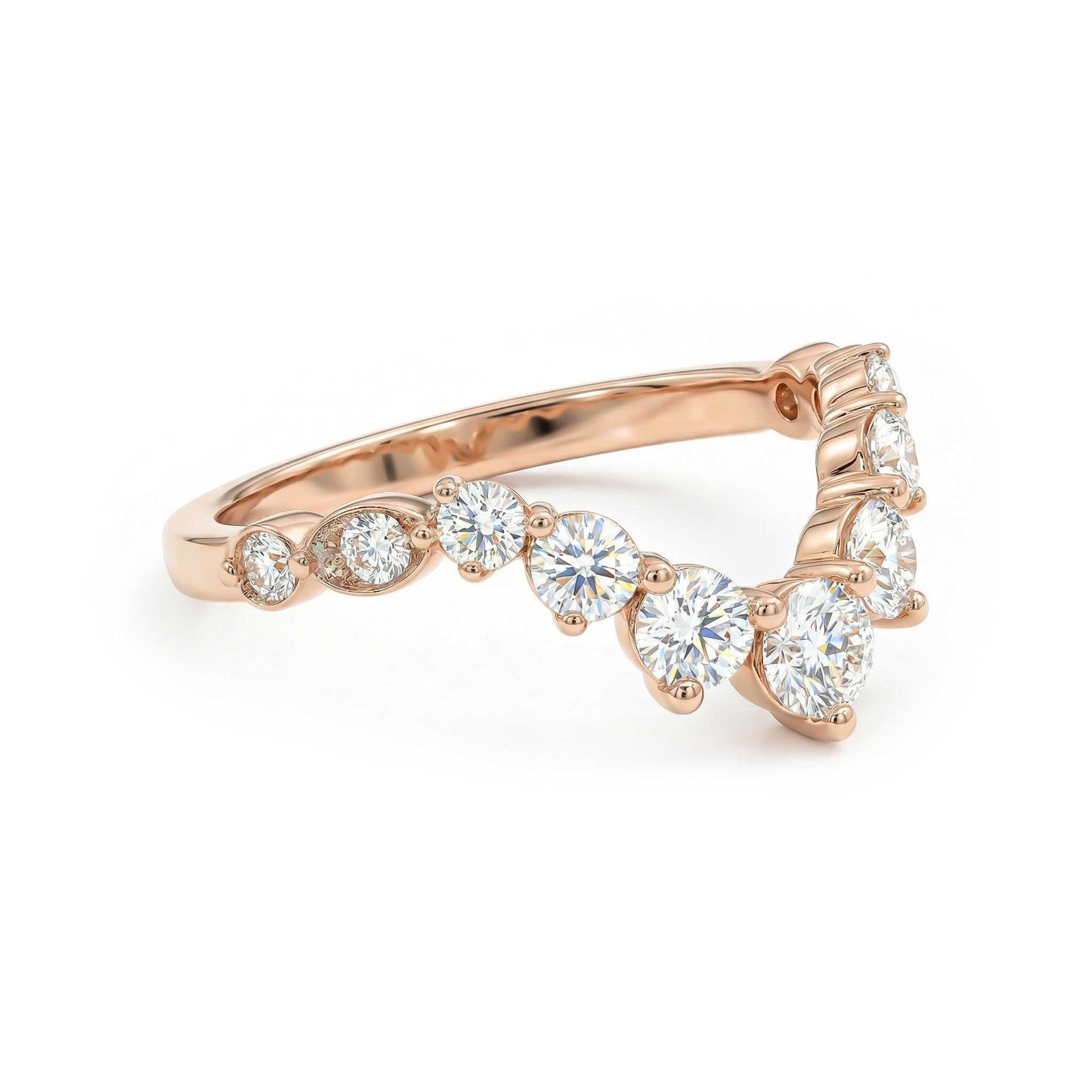 0.68CT Round Cut VVS Moissanite S925 Silver Wedding Band