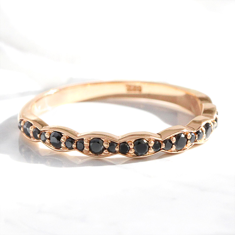 Unique Black Stone Eternity Wedding Band