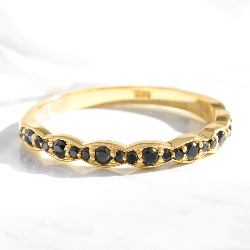 Unique Black Stone Eternity Wedding Band