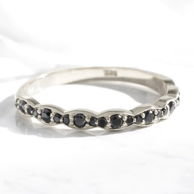 0.38CT Black Round Cut VVS Moissante S925 Silver Wedding Band