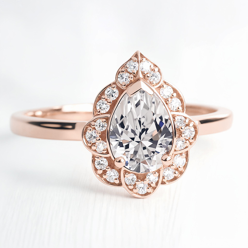 1.67CT Pear & Round Cut VVS Moissanite S925 Silver Engagement Ring 1.67CT Pear & Round Cut VVS Moissanite S925 Silver Engagement Ring