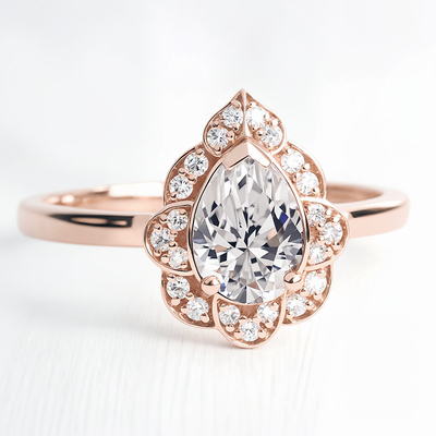 1.67CT Pear & Round Cut VVS Moissante S925 Silver Engagement Ring