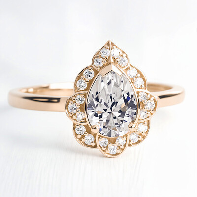 1.67CT Pear & Round Cut VVS Moissante S925 Silver Engagement Ring